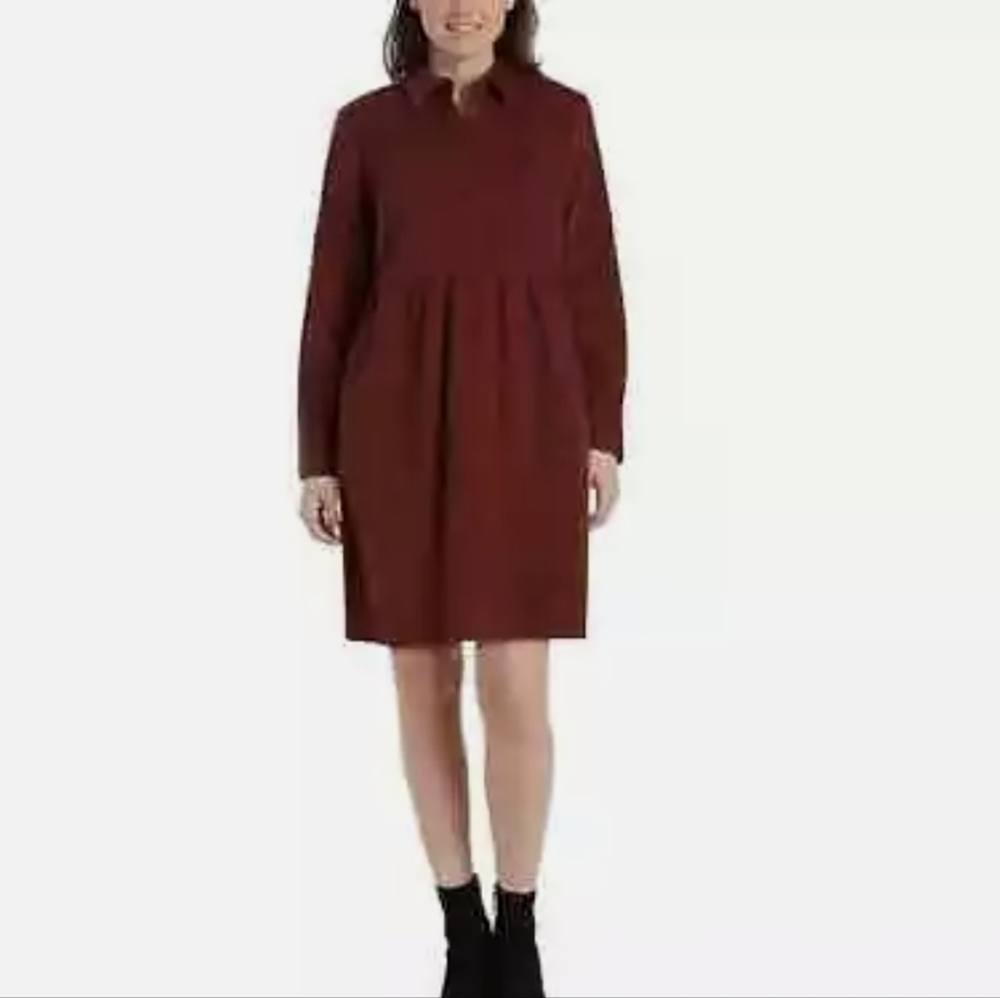 Nine West Red A-Line Bishop Sleeve Dress